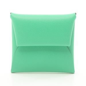 HERMES Bastia Vert Comics Wallet Leather Vaux Madame Green